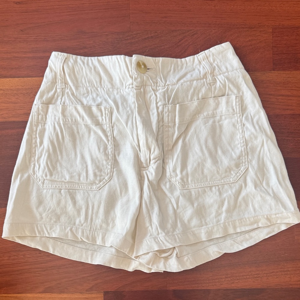 Maeve Colette Cream High Waist Shorts